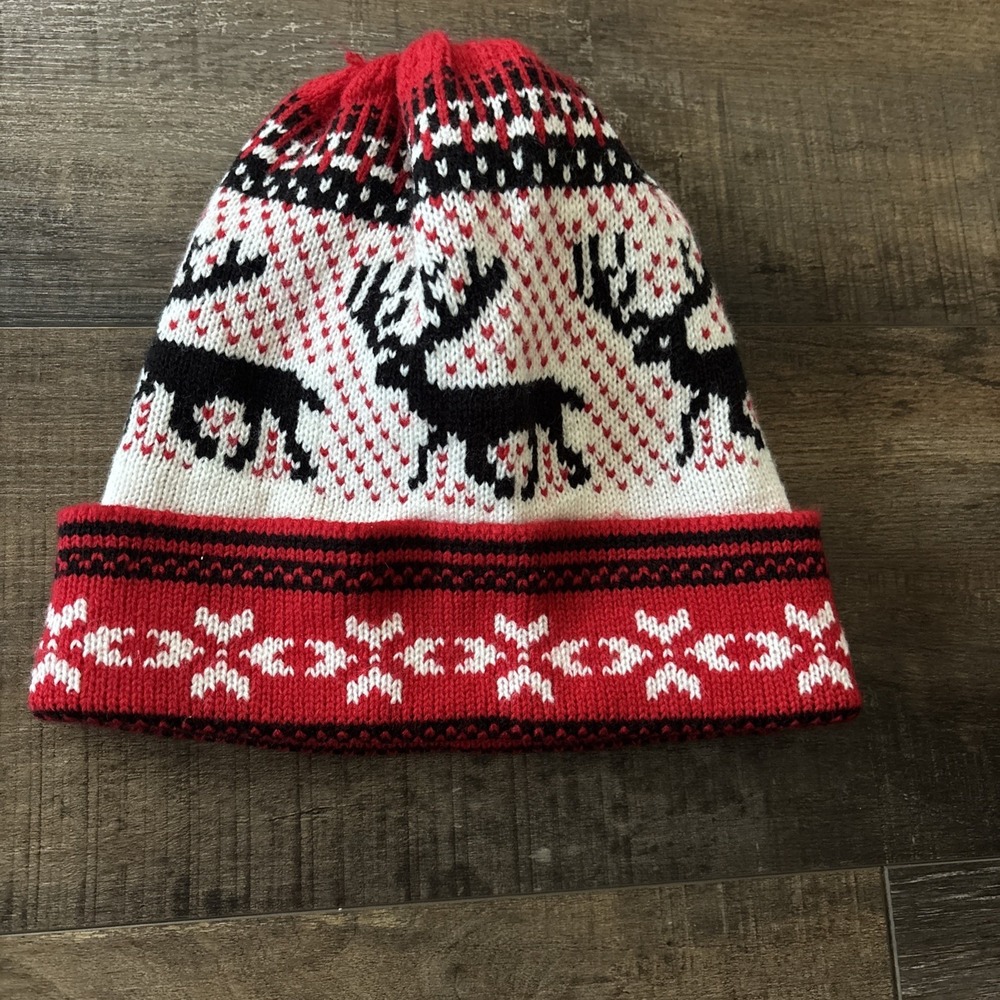 True Gear North Beanie Winter Hat Holiday Christmas Reindeer Snow‎